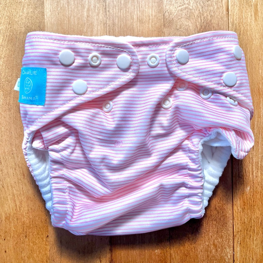 Charlie Banana NWOT Pink Striped Cloth Diaper with inserts